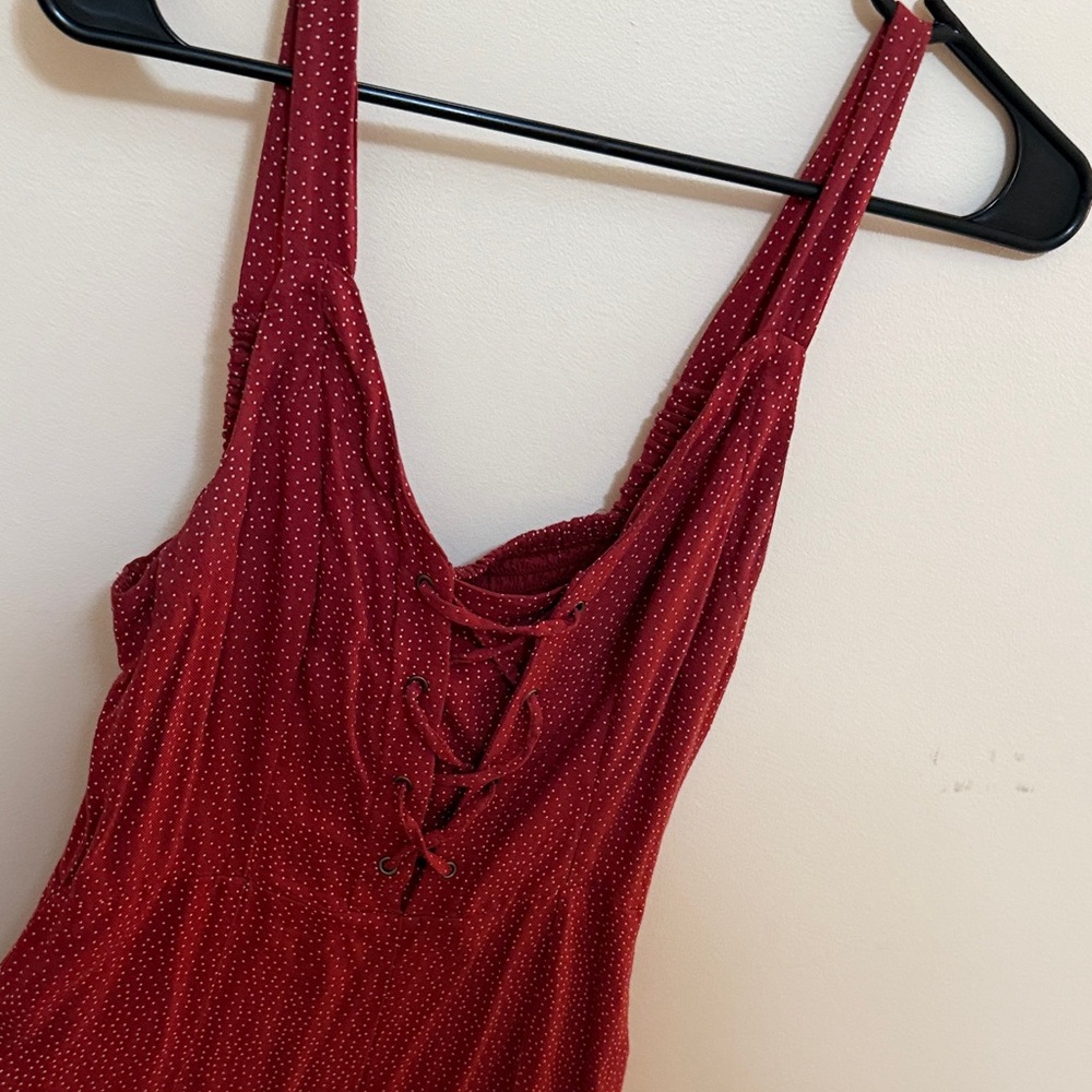 Red Polka Dot Sleeveless romper W/ POCKETS